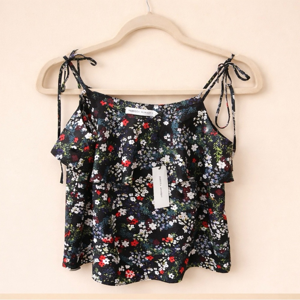 Rebecca Minkoff Black Multi Floral Atla Top